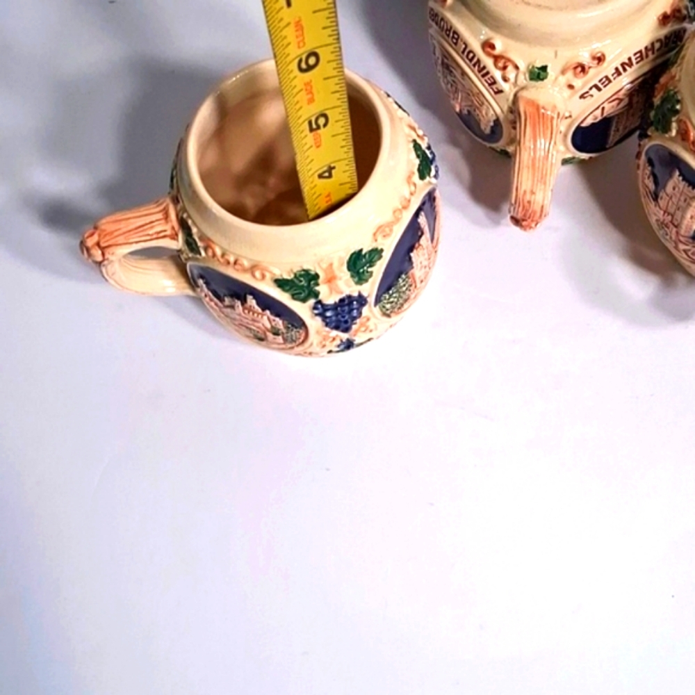 Vintage Gertz Rumtopf Set of 4 Mugs, Castle Stoneware, Germany 1950's - Picture 6 of 8